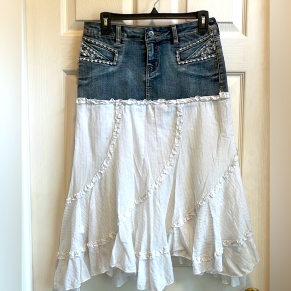 Candie’s Country Western Denim/Fabric Flare Skirt, size 3 (Juniors) - Picture 6 of 11